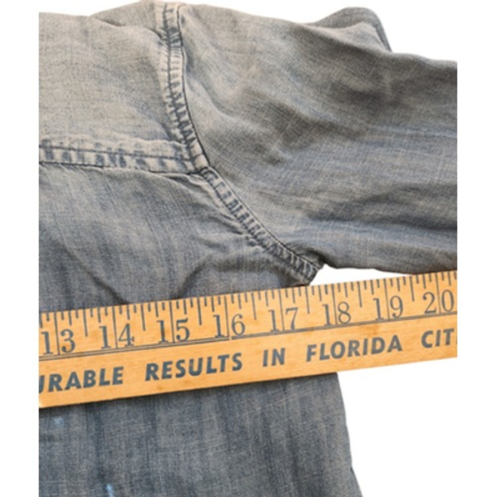 American Eagle Women's Size Small Top Boyfriend Fit Denim Blue - Picture 4 of 5
